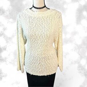 Cottagecore Elegant Cream Women's Knit Sweater
